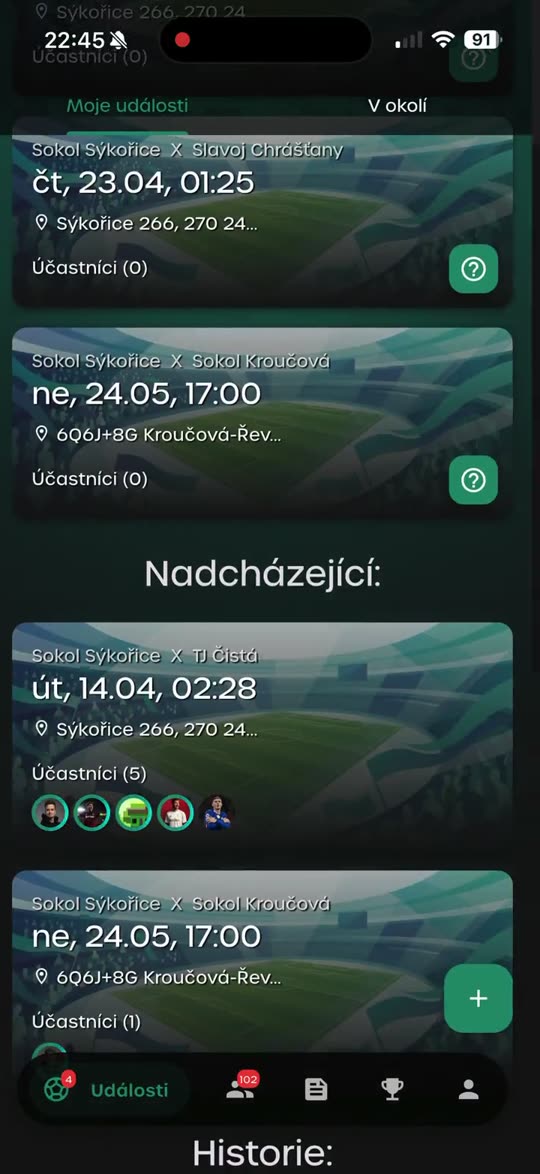 Docházka hráčů